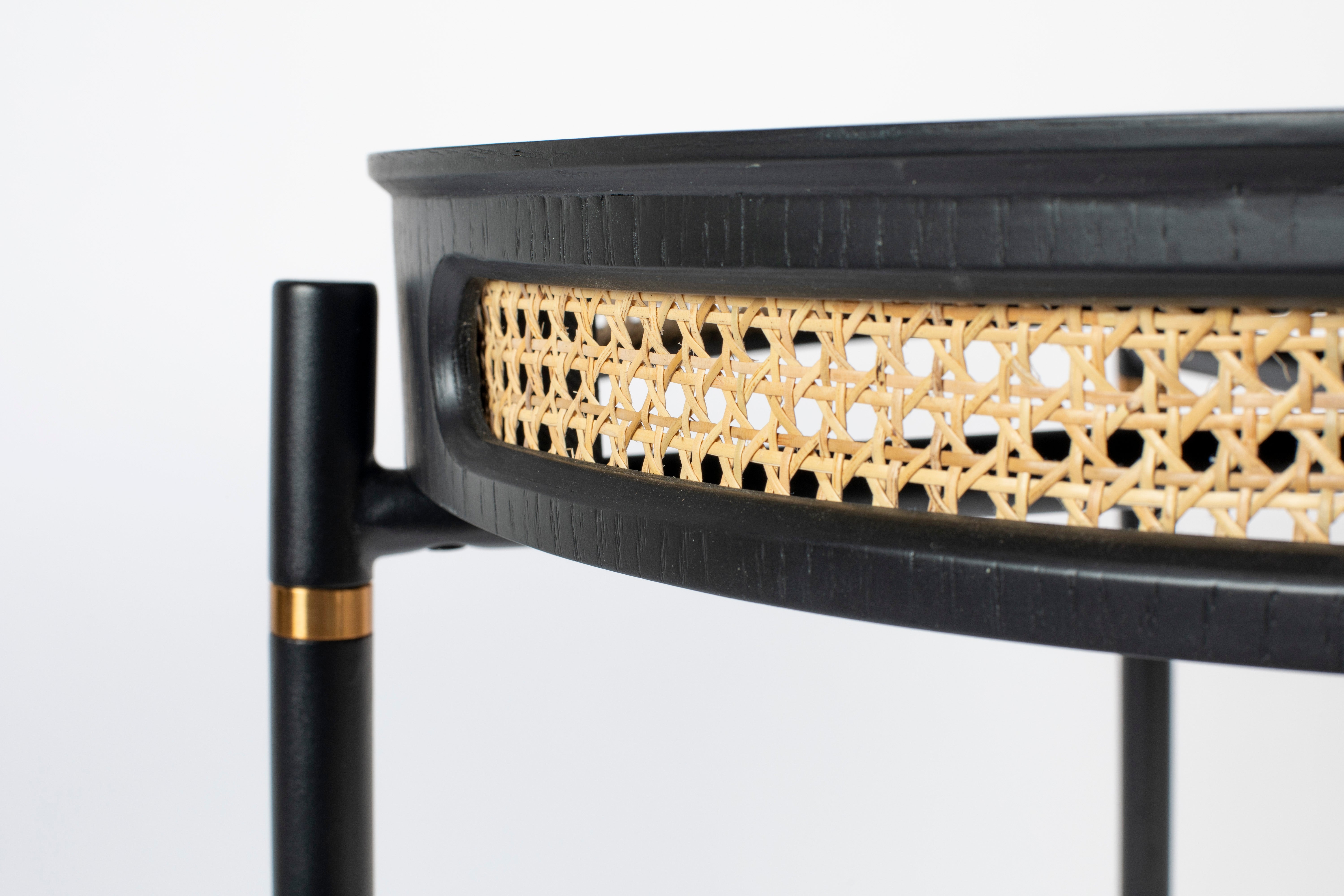 Bold Monkey Don't Stop The Webbing Black Wood & Rattan Round Dining Table